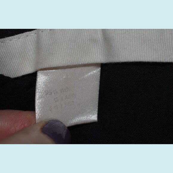 Theory Tuxedo Pants Women's Size 6 Black Satin Stripe Wool Mid-Rise Trousers - Picture 6 of 8